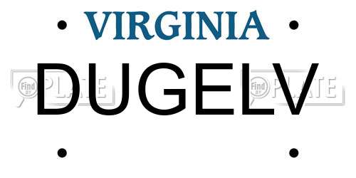 DUGELV Virginia License Plate