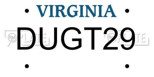 DUGT29 Virginia License Plate
