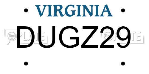 DUGZ29 Virginia License Plate