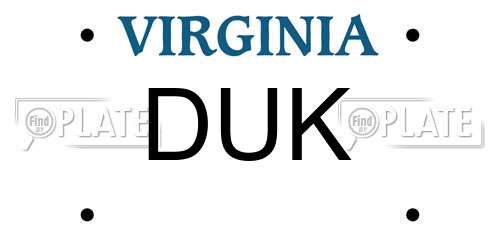 DUK Virginia License Plate