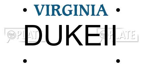 DUKEII Virginia License Plate