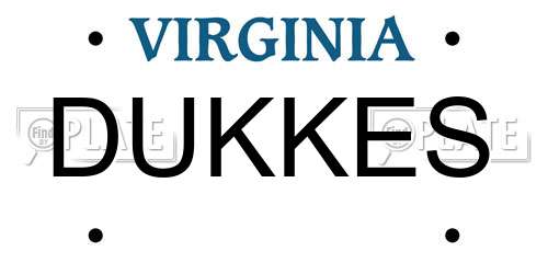 DUKKES Virginia License Plate