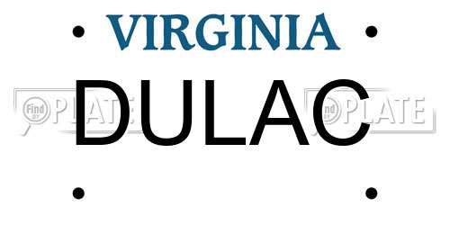 DULAC Virginia License Plate