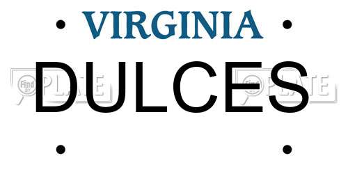DULCES Virginia License Plate