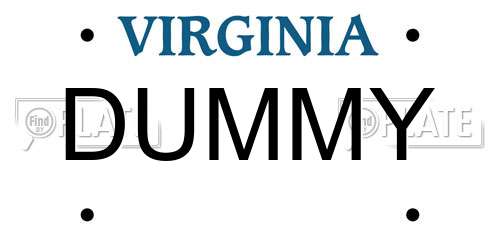 DUMMY Virginia License Plate