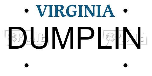 DUMPLIN Virginia License Plate