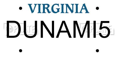 DUNAMI5 Virginia License Plate