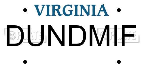 DUNDMIF Virginia License Plate