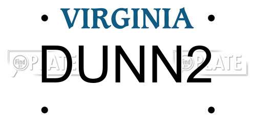 DUNN2 Virginia License Plate