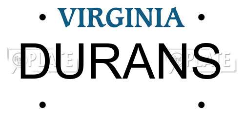 DURANS Virginia License Plate