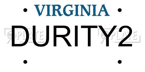 DURITY2 Virginia License Plate