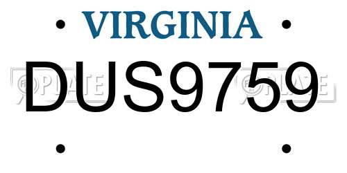 DUS9759 Virginia License Plate