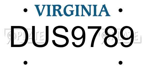 DUS9789 Virginia License Plate