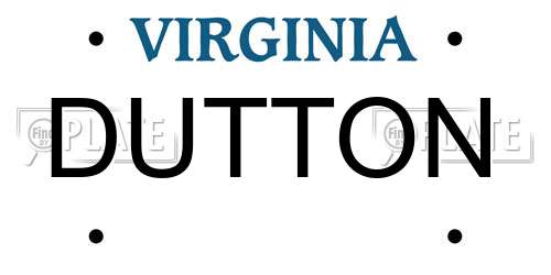 DUTTON Virginia License Plate