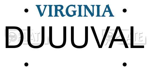 DUUUVAL Virginia License Plate