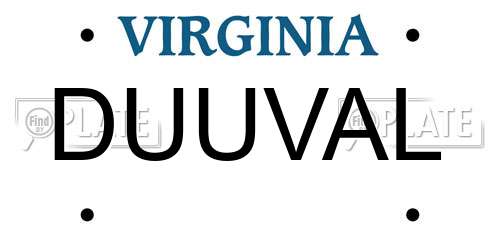 DUUVAL Virginia License Plate