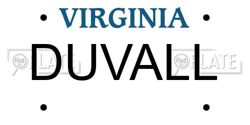DUVALL Virginia License Plate