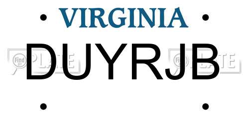 DUYRJB Virginia License Plate