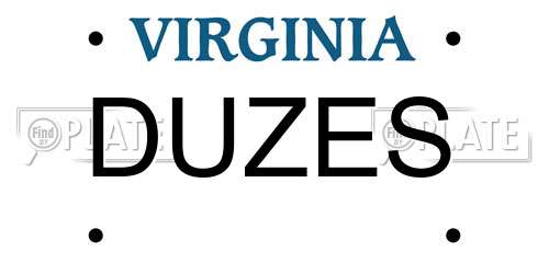 DUZES Virginia License Plate