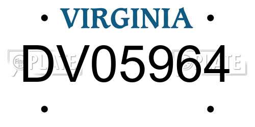 DV05964 Virginia License Plate