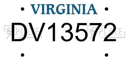 DV13572 Virginia License Plate