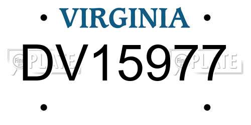DV15977 Virginia License Plate