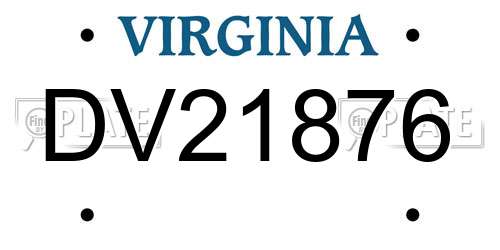 DV21876 Virginia License Plate