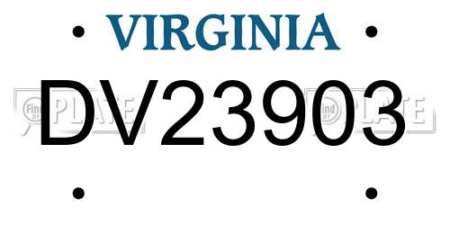 DV23903 Virginia License Plate