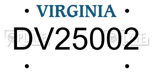 DV25002 Virginia License Plate
