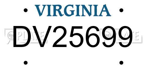DV25699 Virginia License Plate