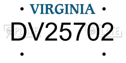 DV25702 Virginia License Plate