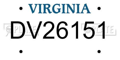 DV26151 Virginia License Plate