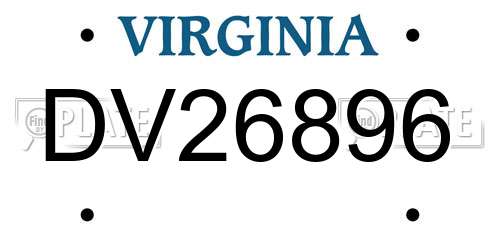 DV26896 Virginia License Plate
