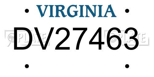 DV27463 Virginia License Plate