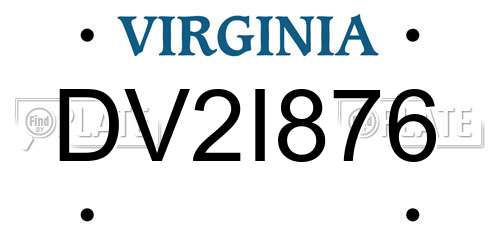 DV2I876 Virginia License Plate