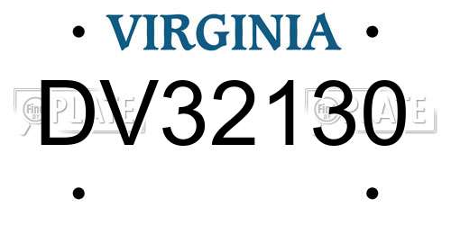 DV32130 Virginia License Plate