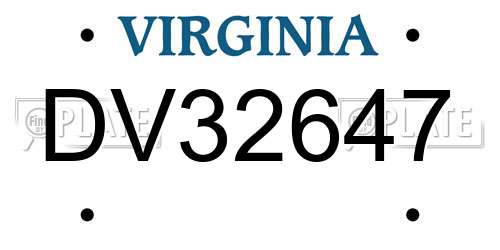 DV32647 Virginia License Plate