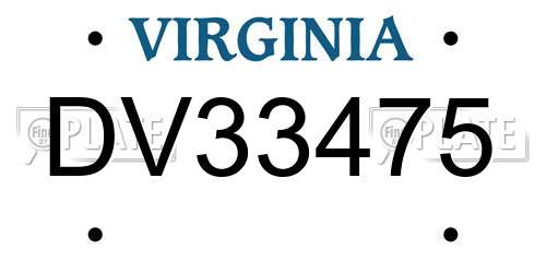 DV33475 Virginia License Plate