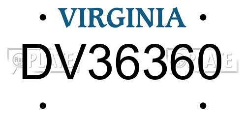 DV36360 Virginia License Plate