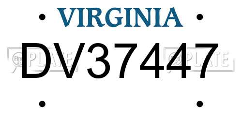 DV37447 Virginia License Plate