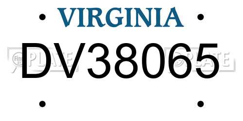 DV38065 Virginia License Plate