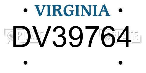 DV39764 Virginia License Plate