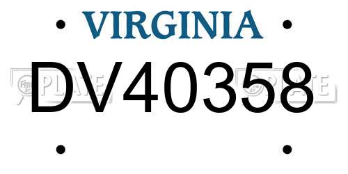 DV40358 Virginia License Plate