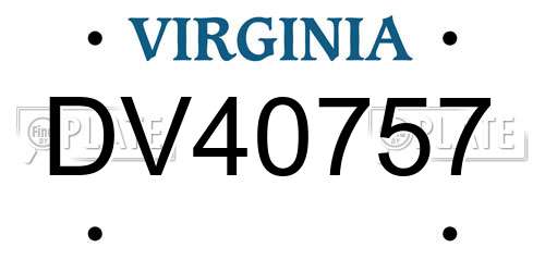 DV40757 Virginia License Plate