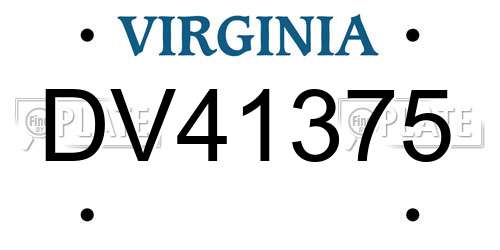 DV41375 Virginia License Plate