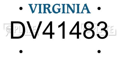 DV41483 Virginia License Plate