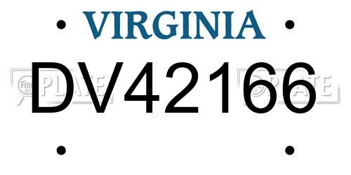 DV42166 Virginia License Plate