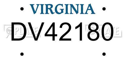 DV42180 Virginia License Plate