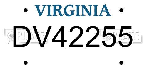DV42255 Virginia License Plate