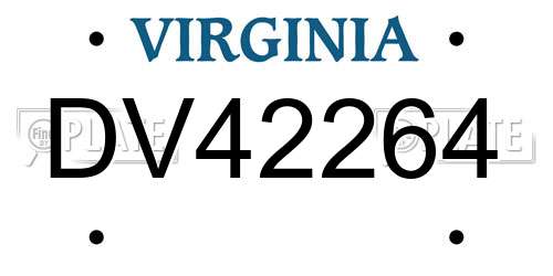 DV42264 Virginia License Plate